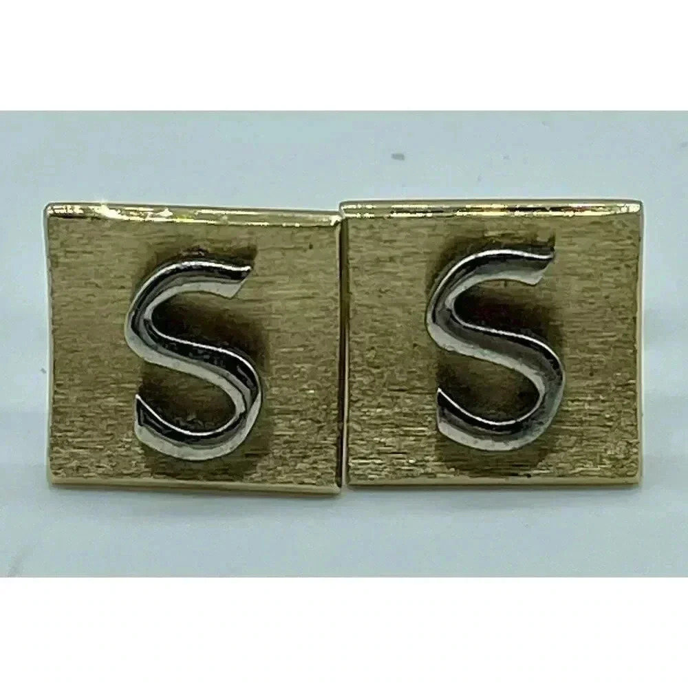 Swank Ambassador Vintage 1950s Style Cufflinks Letter S‎ Initial Cuff Links
